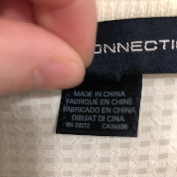 French Connection White High-Low Top Soft Light Sweater Knit & Check Gauze SMALL - Picture 3 of 5